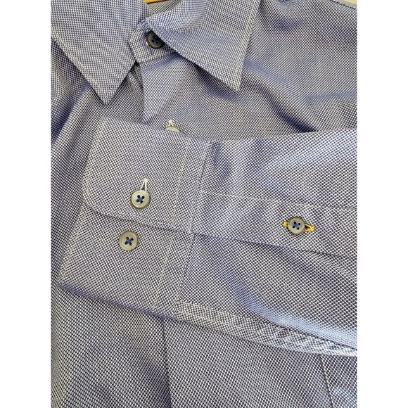 Robert Talbott Classic Mens Blue Long Sleeve Button-Up Shirt 100% Cotton - Picture 6 of 9
